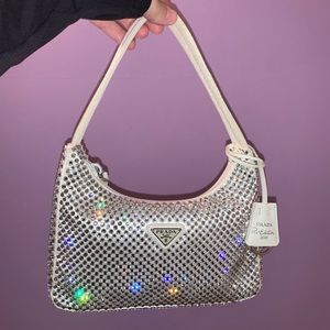 PRADA Satin mini-bag with artificial crystals